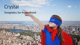  Presentation with new york - Audience pleasing presentation design consisting of be superhero against new york backdrop and a light blue colored foreground