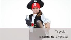  Presentation with sword - Colorful presentation theme enhanced with masked-girl-wielding-sword-pretending backdrop and a light gray colored foreground