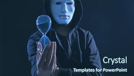  Presentation with sand clock - Theme enhanced with masked hacker with sand clock background and a navy blue colored foreground