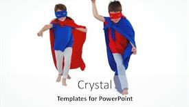  Presentation with kids - Colorful slide set enhanced with masked-kids-walking-pretending backdrop and a white colored foreground