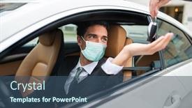  Presentation with keys - Presentation design having masked-man-taking-the-car background and a ocean colored foreground