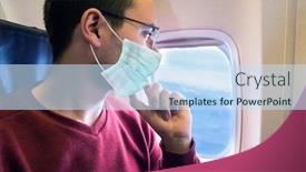  Presentation with coronavirus - Presentation enhanced with masked-passenger-looking-outside-during background and a sky blue colored foreground