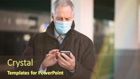  Presentation with covid coronavirus - PPT theme with masked-senior-business-man-using background and a tawny brown colored foreground