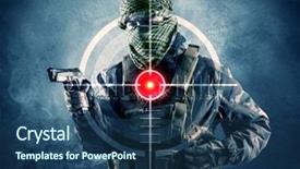  Presentation with charging gun man hands charging - Cool new presentation theme with masked terrorist man with gun backdrop and a ocean colored foreground