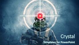  Presentation with charging gun man hands charging - Beautiful slide set featuring masked terrorist man with gun backdrop and a ocean colored foreground