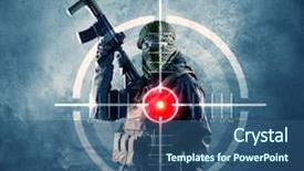  Presentation with charging gun man hands charging - Cool new presentation theme with masked terrorist man with gun backdrop and a ocean colored foreground