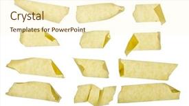  Presentation with barricade tape red and white - Presentation theme enhanced with masking tape isolated on white background and a cream colored foreground