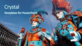 Presentation with masks for a masquerade party - PPT layouts consisting of masks in venice italy background and a ocean colored foreground