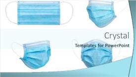  Presentation with anti virus - Colorful presentation theme enhanced with masks-isolated-on-white-background backdrop and a sky blue colored foreground