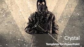  Presentation with masks - PPT layouts with masks tactic - portrait of a dangerous masked background and a  colored foreground