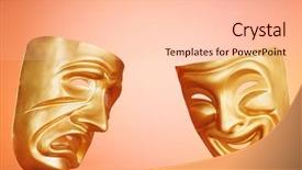  Presentation with happy sad mask - PPT layouts featuring masks with the theater concept background and a lemonade colored foreground