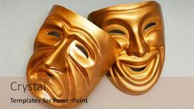  Presentation with theatre - Beautiful slide deck featuring masks-with-the-theatre-concept backdrop and a gold colored foreground