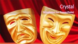  Presentation with performing arts - Colorful presentation theme enhanced with masks with the theatre concept backdrop and a wine colored foreground