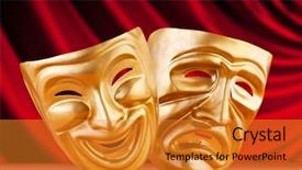  Presentation with theatre mask - Presentation theme with fingers focused on a heartbeat background and a sky blue colored foreground
