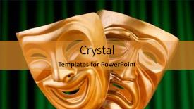  Presentation with performing arts - Amazing PPT layouts having masks with the theatre concept backdrop and a gold colored foreground