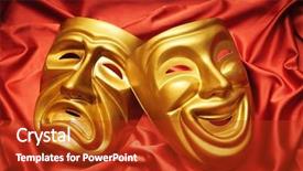  Presentation with theatre mask - Presentation design with masks with the theatre concept background and a  colored foreground