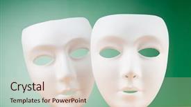  Presentation with theatre mask - Colorful slide deck enhanced with masks with theatre concept backdrop and a lemonade colored foreground