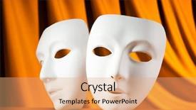  Presentation with theatre mask - PPT layouts consisting of masks with theatre concept background and a coral colored foreground