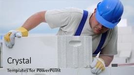  Presentation with concrete block - Cool new slides with mason aligning aerated autoclaved concrete backdrop and a light gray colored foreground