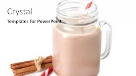  Presentation with mason jar - PPT theme with mason jar of yummy cocoa drink with christmas candies and cinnamon on white background background and a white colored foreground