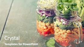  Presentation with mason jar - PPT theme consisting of mason jar salad with chickpea background and a gray colored foreground