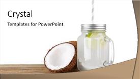  Presentation with mason jar - Audience pleasing PPT theme consisting of mason jar with coconut water backdrop and a white colored foreground