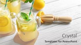  Presentation with mason jar - PPT layouts featuring mason jar with fresh lemonade on wooden table background and a light gray colored foreground