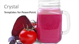  Presentation with mason jar - Colorful theme enhanced with mason jar with fresh vegetable juice an d ingredients on white background backdrop and a white colored foreground