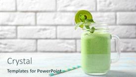  Presentation with mason jar - Slides with mason jar with green milkshake on table background and a sky blue colored foreground