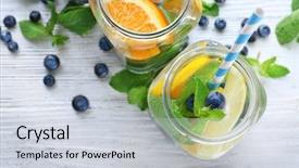  Presentation with infused water - Colorful slide set enhanced with mason jars of infused water backdrop and a lemonade colored foreground