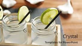  Presentation with coconut water - Slides featuring mason jars with coconut water background and a coral colored foreground