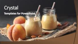  Presentation with table napkin - Beautiful presentation featuring mason jars with smoothie peaches backdrop and a dark gray colored foreground