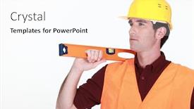  Presentation with spirit - Slides having mason with spirit level background and a white colored foreground