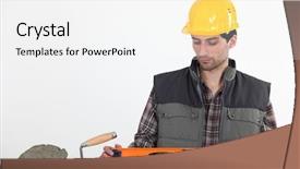  Presentation with spirit - Amazing slide deck having mason with spirit level backdrop and a white colored foreground