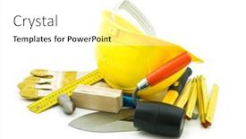  Presentation with tools - Slides having mason-working-tools-on-white background and a white colored foreground