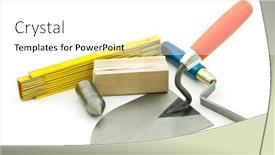  Presentation with tools - Amazing theme having mason-working-tools-on-white backdrop and a white colored foreground