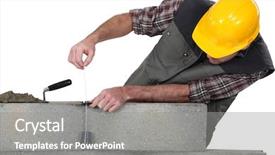  Presentation with vintage interior brick wall - Presentation theme with masonbuilding - mason building a bricks wall background and a gray colored foreground