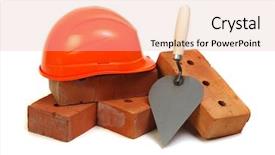  Presentation with white brick - PPT layouts enhanced with masonry - brick red hard hat background and a lemonade colored foreground
