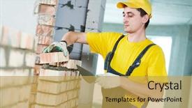  Presentation with construction worker harassment workplace - Amazing theme having masonry - bricklaying construction worker building backdrop and a yellow colored foreground