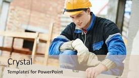  Presentation with bricks - Theme with masonry - construction mason worker bricklayer working background and a lemonade colored foreground