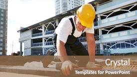  Presentation with pavement - Colorful presentation design enhanced with masonry - mason worker making sidewalk pavement backdrop and a coral colored foreground