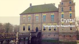  Presentation with ancient - Colorful slide set enhanced with masonry bridge - ancient medieval stone fortress surrounded backdrop and a  colored foreground