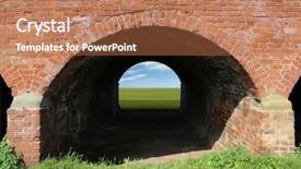  Presentation with blue sky - PPT theme having masonry bridge - old brick arch with blue background and a  colored foreground