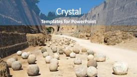  Presentation with stone masonry - Audience pleasing PPT theme consisting of masonry bridge - stone balls between walls backdrop and a teal colored foreground