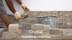  Presentation with building construction - Amazing PPT layouts having masonry mortars - construction bricklayer worker building walls backdrop and a coral colored foreground