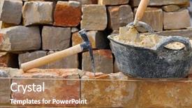  Presentation with stone masonry - Presentation theme consisting of masonry stone wall construction background and a coral colored foreground
