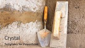  Presentation with masonry - Theme having masonry tools leaning background and a coral colored foreground