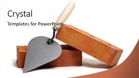  Presentation with white brick - PPT theme featuring masonry works - brick and trowel background and a white colored foreground