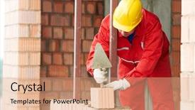  Presentation with construction - Amazing theme having masonry works - construction mason worker bricklayer making backdrop and a coral colored foreground