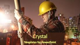  Presentation with work - Theme featuring masonry works - man at work background and a tawny brown colored foreground